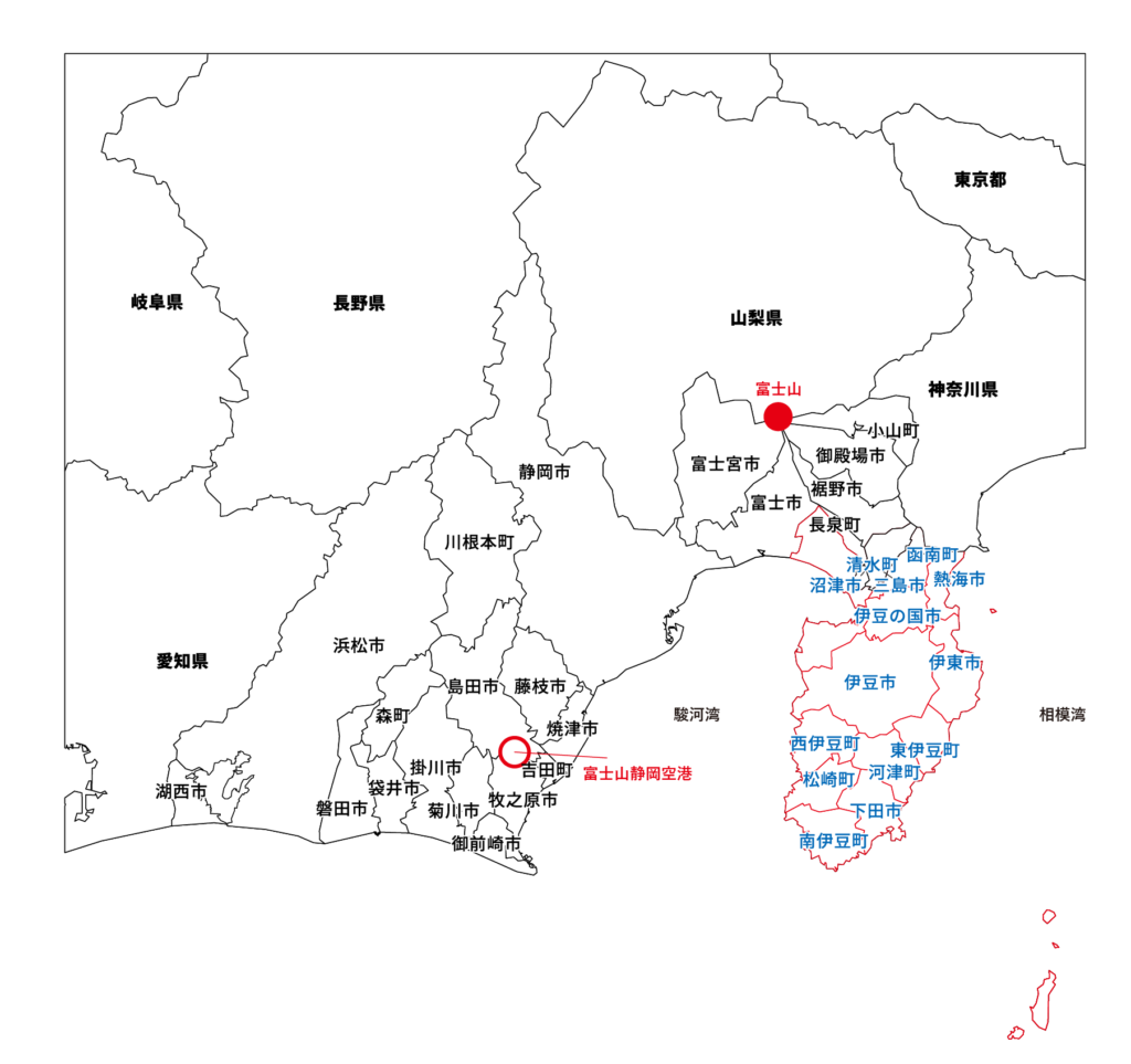 静岡県、伊豆の地図